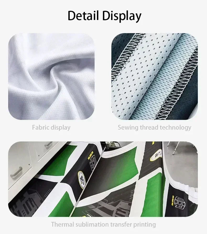 Fabric display, sewing thread technology, and thermal sublimation transfer printing on a product.