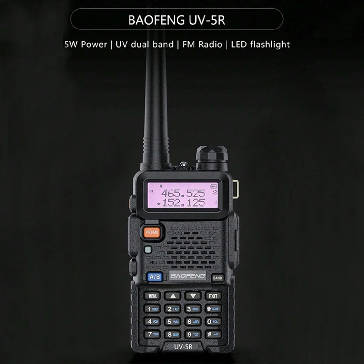Baofeng UV-5R Dual Band Ham Radio – USB Upgraded Portable Two-Way Radio
