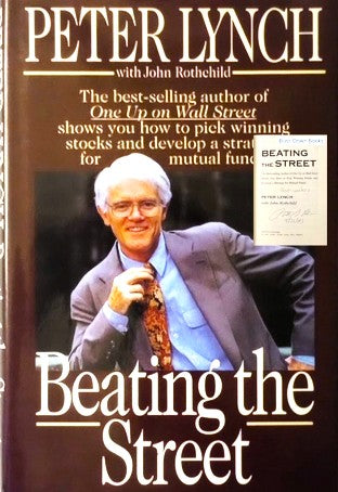 Book cover of 'Beating the Street' by Peter Lynch with a photo of the author.