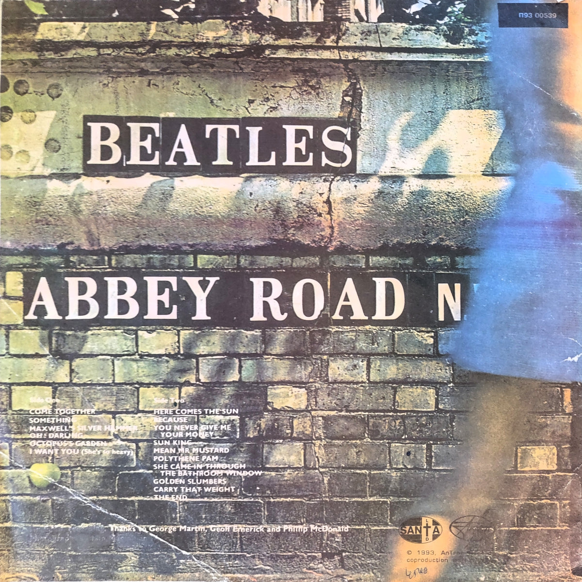 Beatles Abbey Road 1993 Russian Santa AnTrop vinyl record back cover.