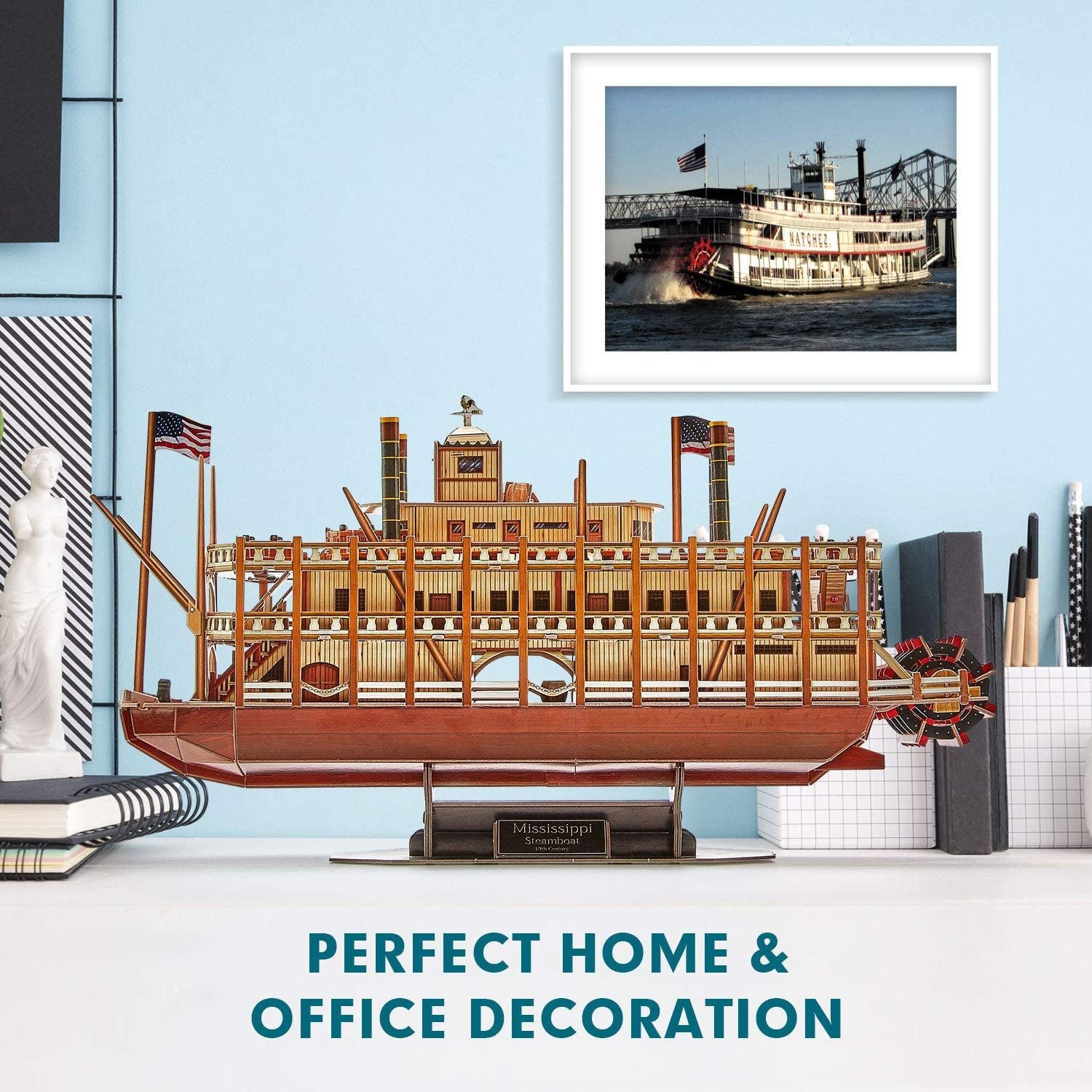 CubicFun 3D Vessel Puzzle "Mississippi Steamboat" Ship Model - US Worldwide Trading (142 Pieces)