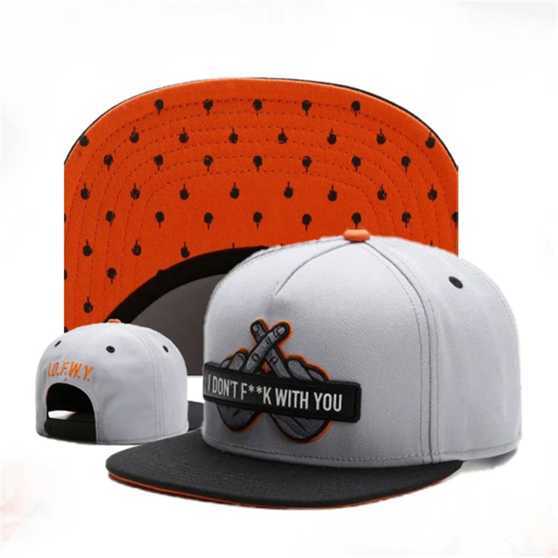 I.D.F.W.Y. Snapback with double middle fingers crossed.