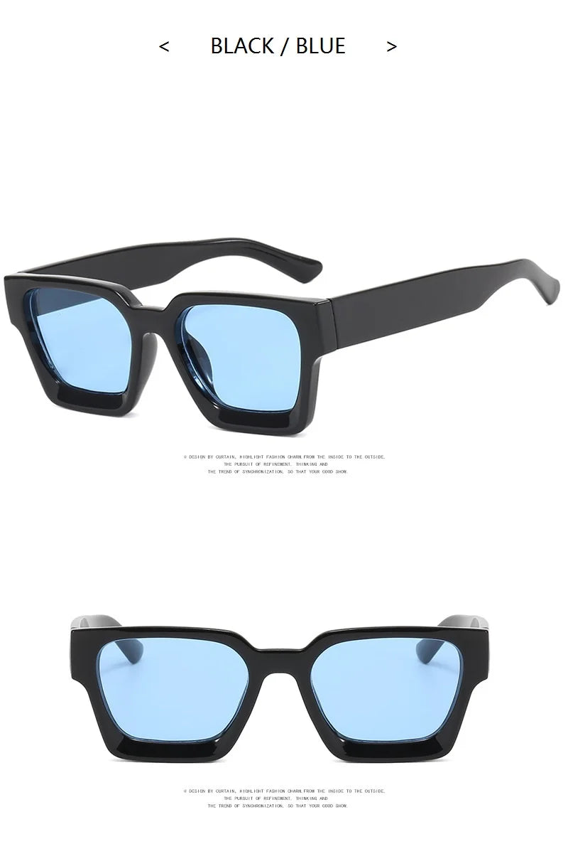Black and blue sunglasses on a white background