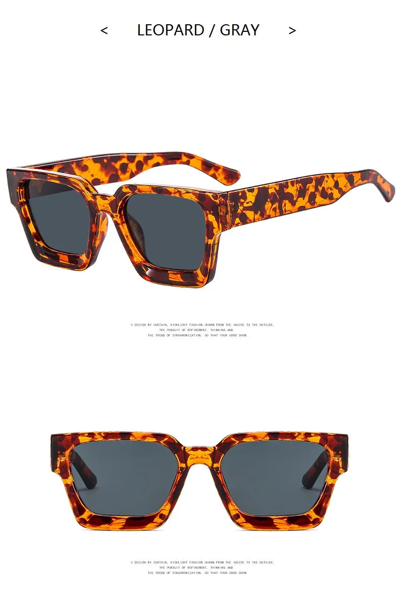 Leopard sunglasses with gray lenses on a white background