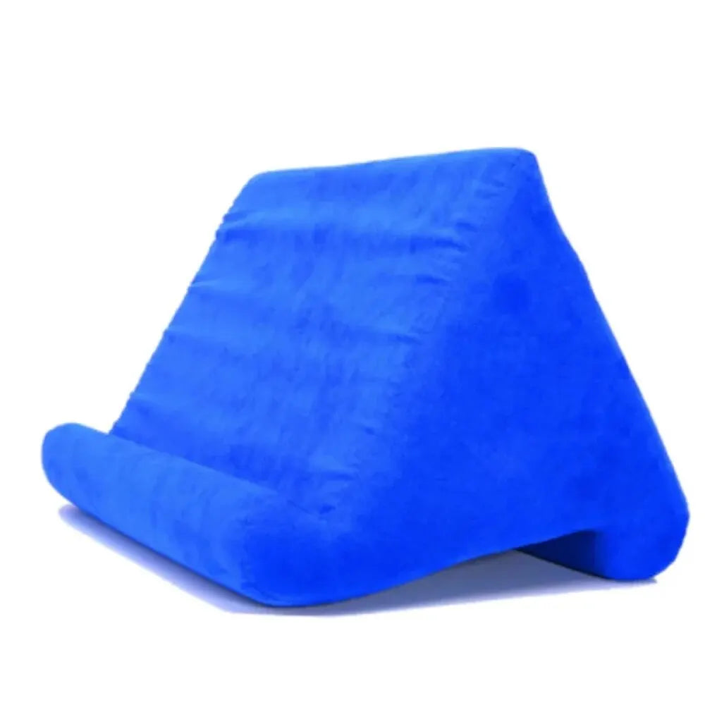 Blue 'Multipurpose display of 'Pad Prop Pillow Tablet Stand | Soft Sponge Wedge for Reading, Streaming & Gaming' Model.