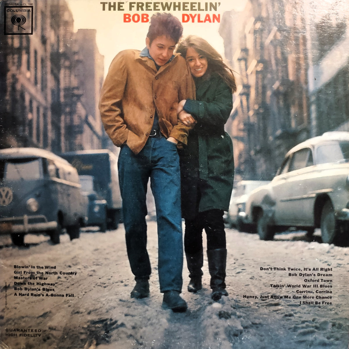 Record front cover of "The Freewheelin' Bob Dylan" CL 1986 Mono (2-Eye, 2-eye, "360", two eye) (-3BJ, -2AF, -2, -3) vinyl album