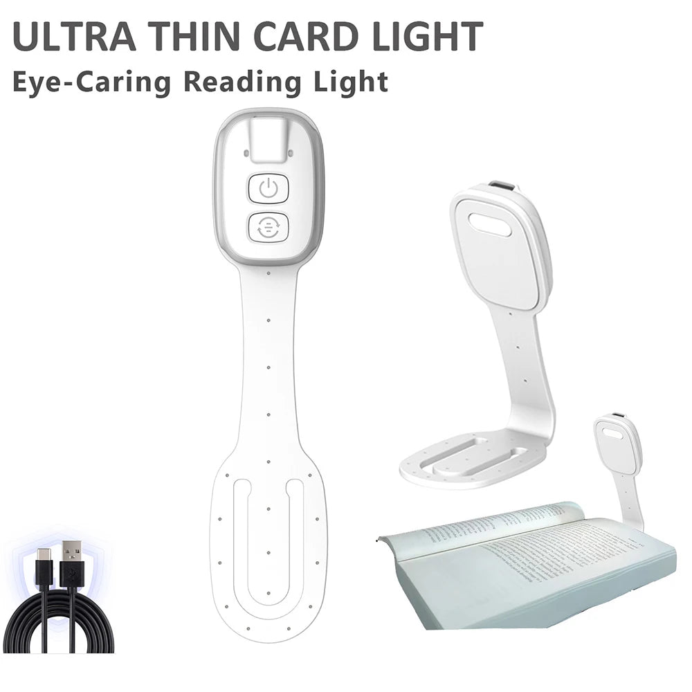 Ultra-thin card light with power cable on a white background
