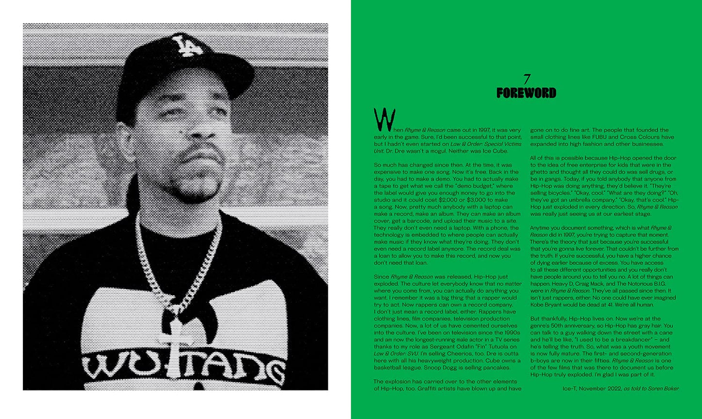 Section of the book "The Book of Rhyme & Reason: Hip-Hop [1994–1997]" by Peter Spirer, featuring Rapper and Actor Ice T.