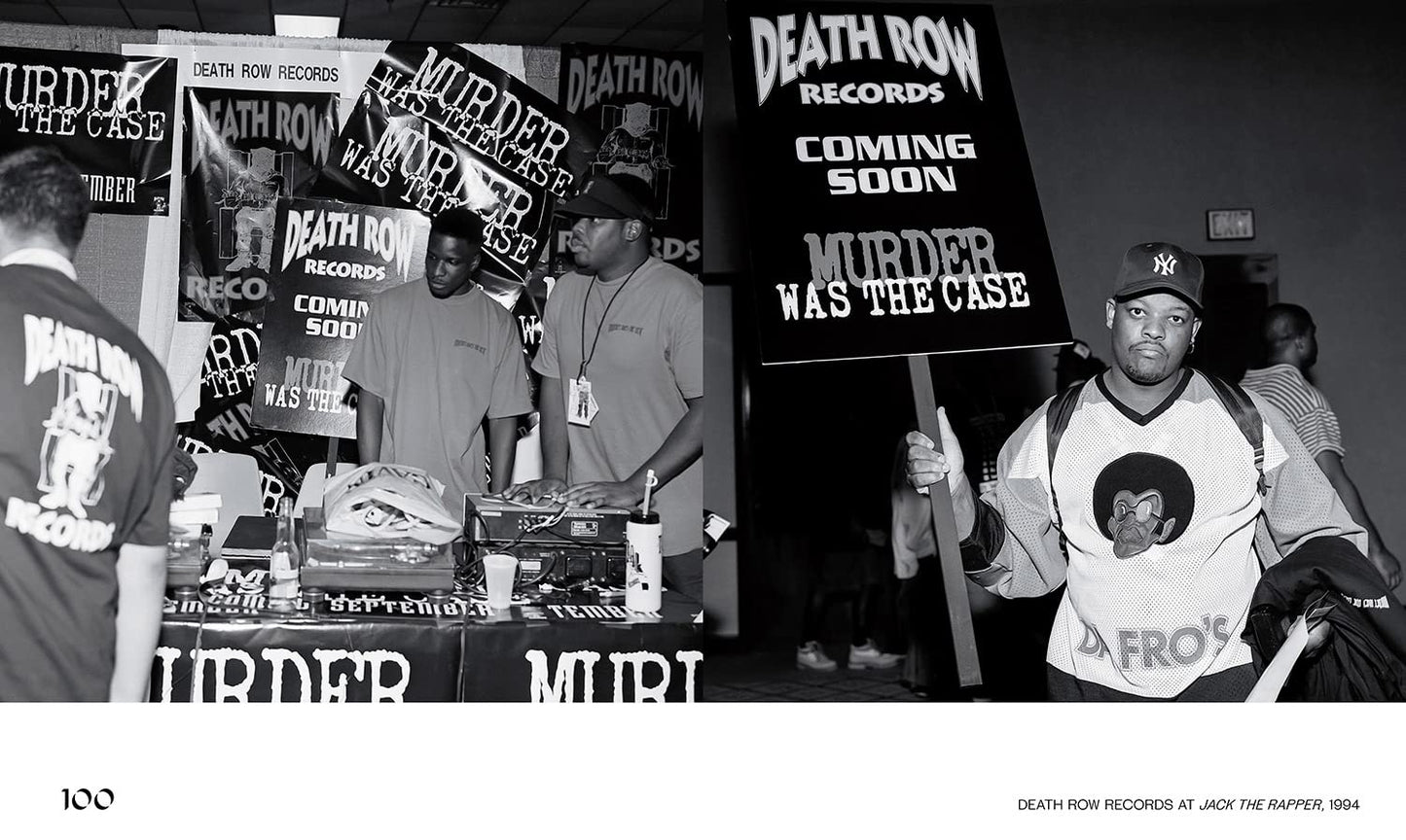 Section of the book "The Book of Rhyme & Reason: Hip-Hop [1994–1997]" by Peter Spirer, featuring Rap label Death Row Records from 1994.