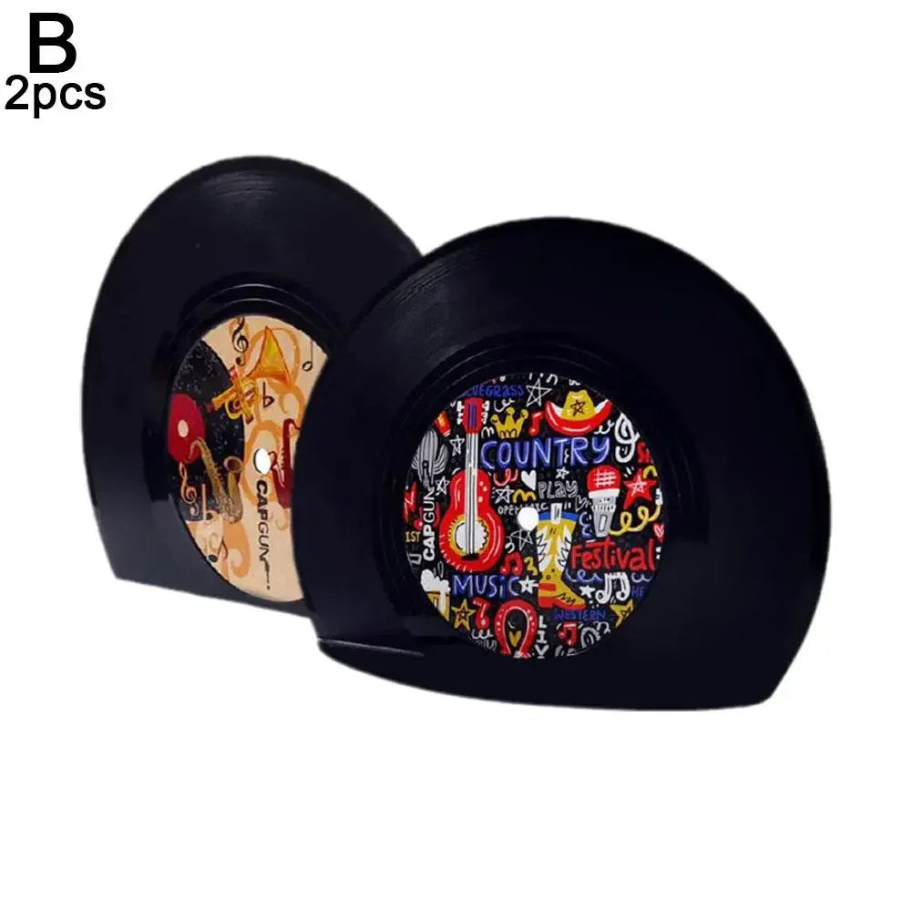 Retro vinyl record bookends [design option-b] standalone to show design.
