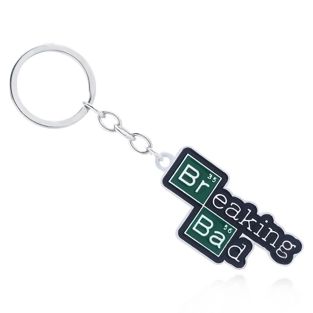 Breaking Bad Keychain Set – Walter White Heisenberg & Logo Metal Keyring | TV Show Backpack Pendant Accessories