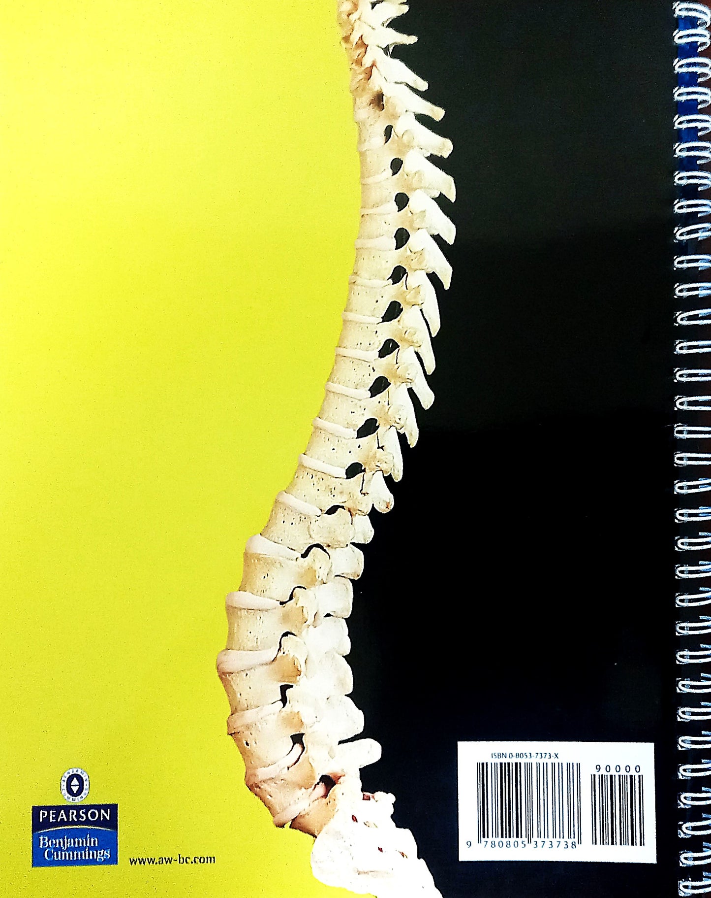 Back cover of book 'A Brief Atlas of the Human Body: Second Edition' displaying the Spinal column design, Publisher information, and barcode ISBN information. Additionally, showcasing the double coil bound book binding spine.