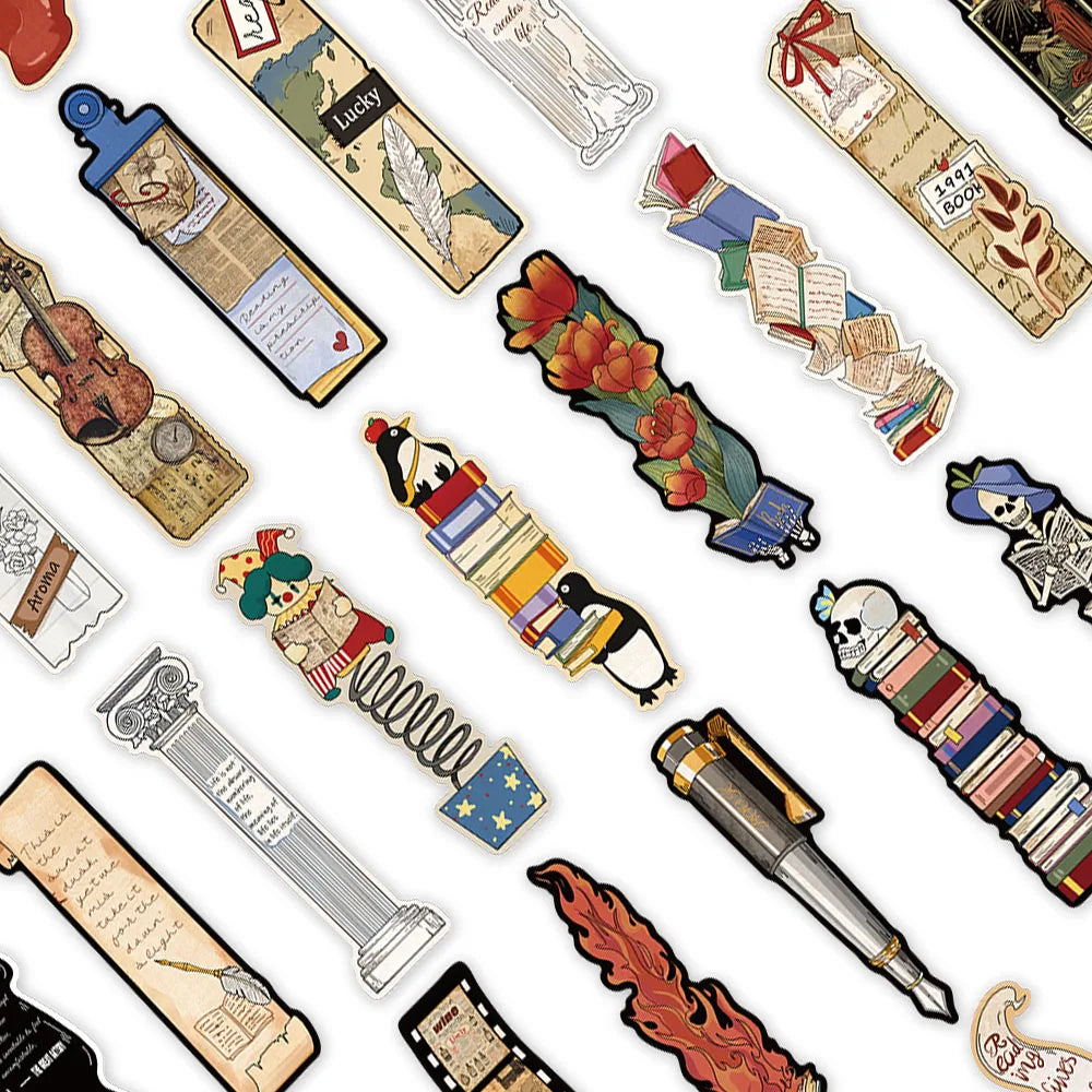 30 pack of unique literary paper bookmarks with vintage and book lover designs by Bust-Down
