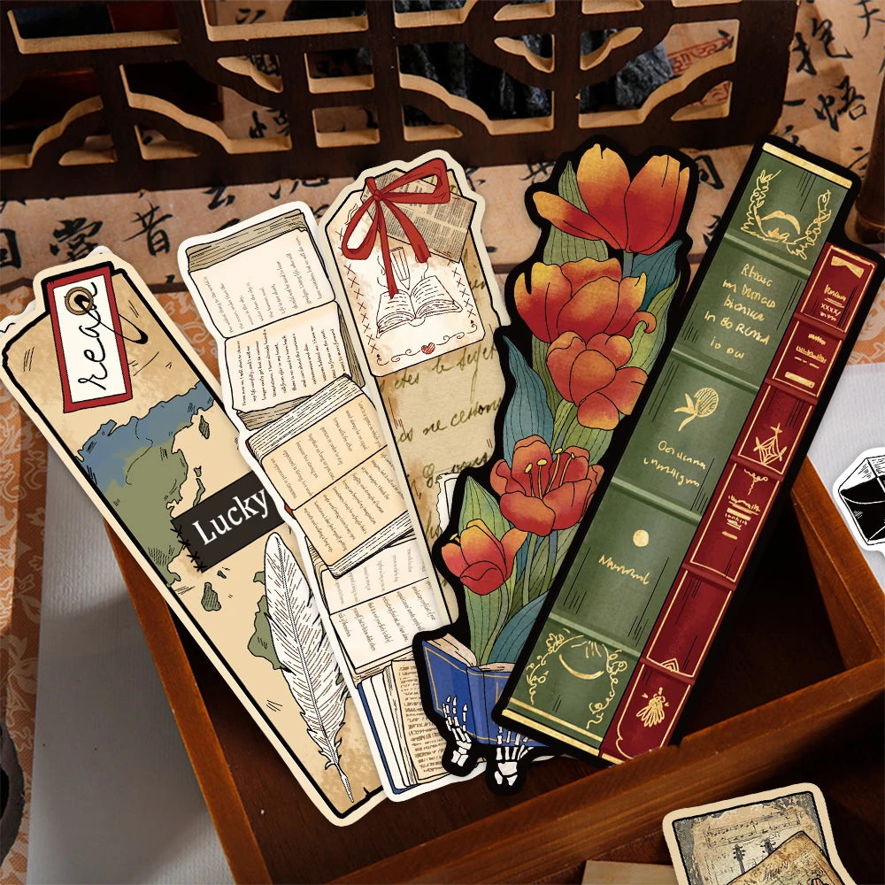 30 pack of unique literary paper bookmarks with vintage and book lover designs by Bust-Down