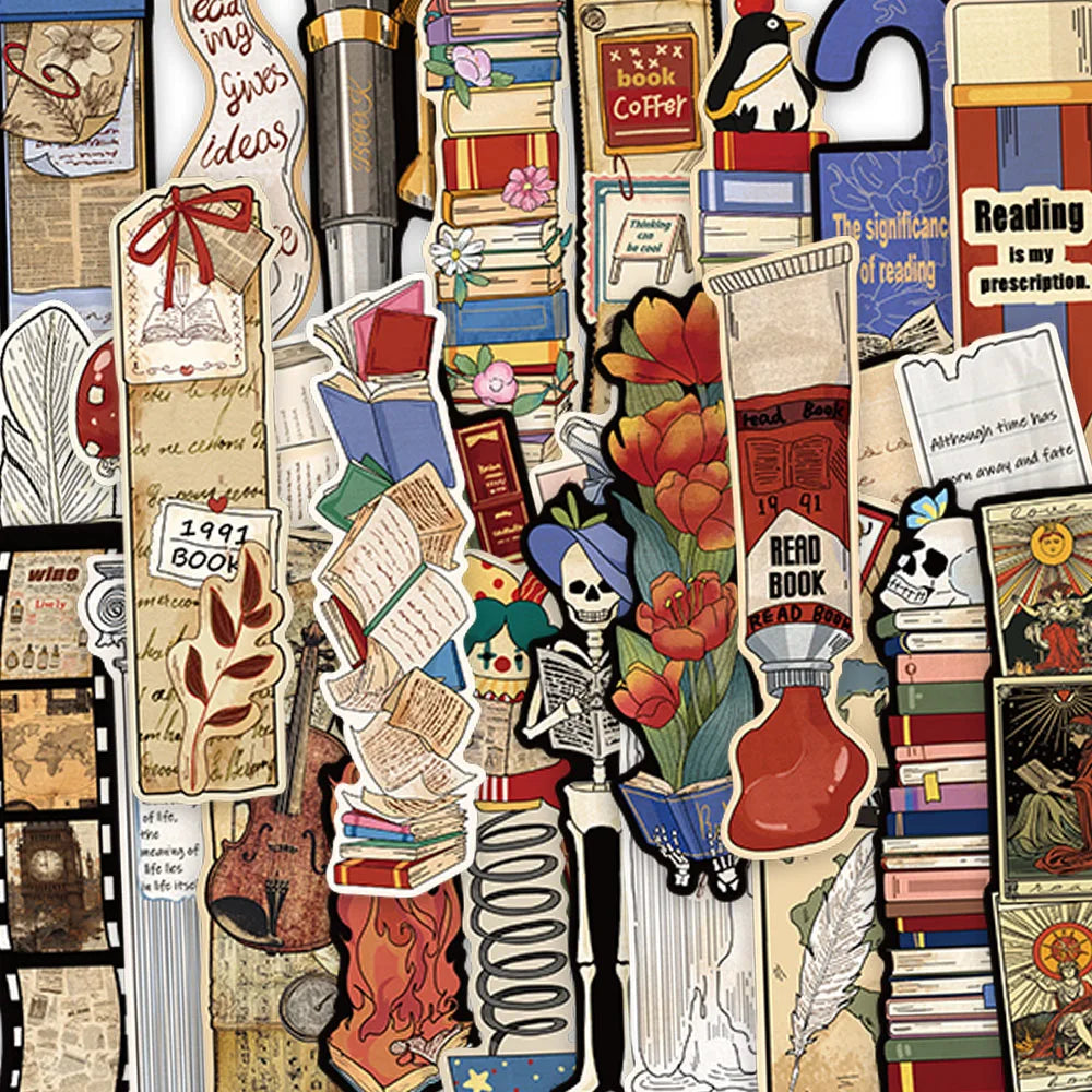 30 pack of unique literary paper bookmarks with vintage and book lover designs by Bust-Down