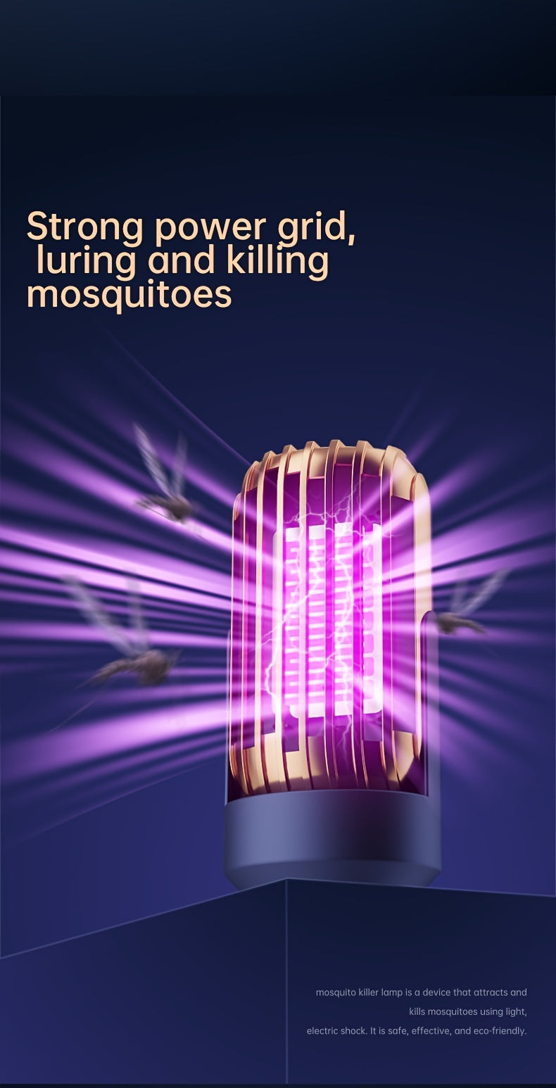 Mosquito zapper with purple light on a dark background