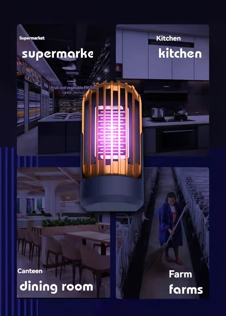Ultraviolet light sterilizer with labeled uses including supermarket, kitchen, canteen, dining room, and farm.