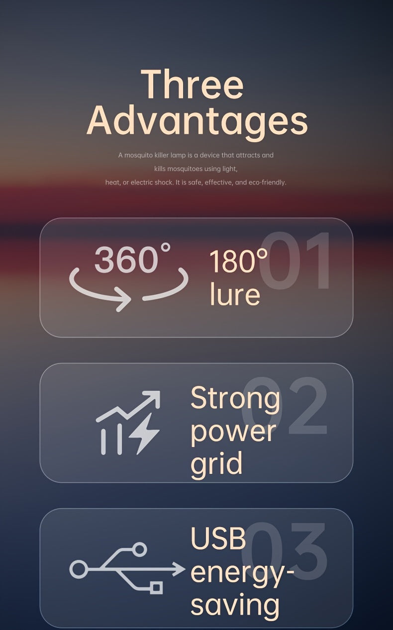 Three advantages of a device with icons and text on a dark background