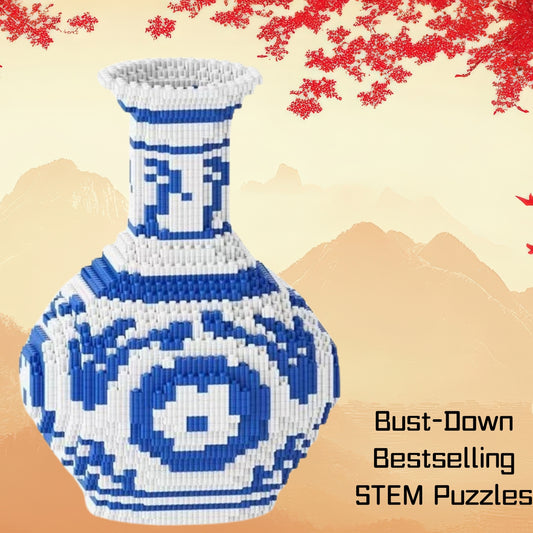 Lego Compatible Traditional Chinese Vase Building Block Brick DIY 3D Bear & Porcelain Puzzle