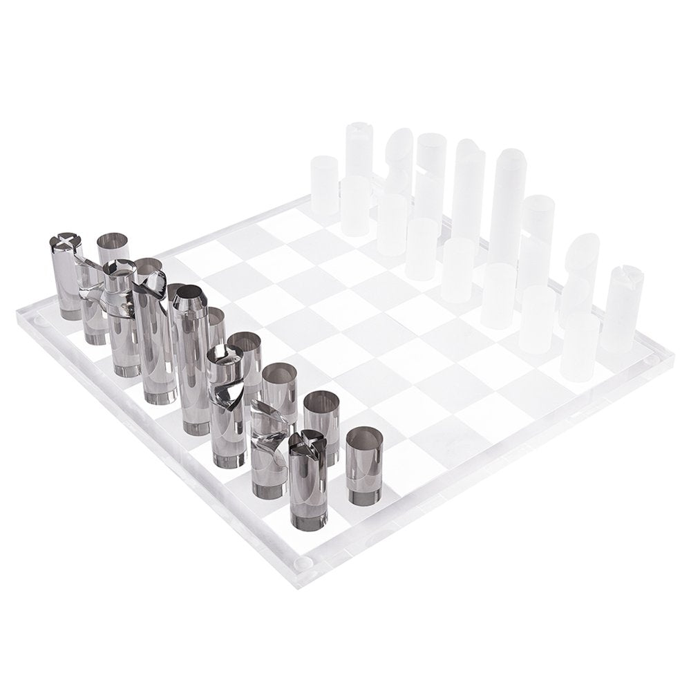 3D Luxury Laser-Cut Chess Set - Luxe Acrylic Smoke & Frost
