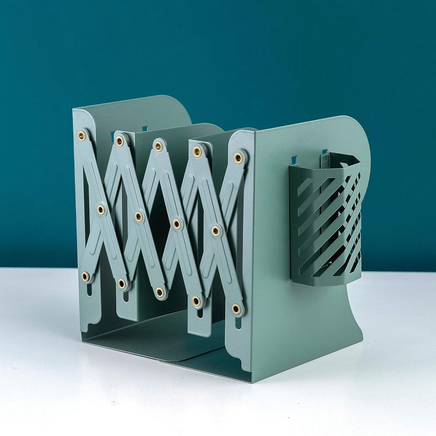  Bust-Down Books - Expandable Metal Bookshelf Bookends For Heavy Books (Green)