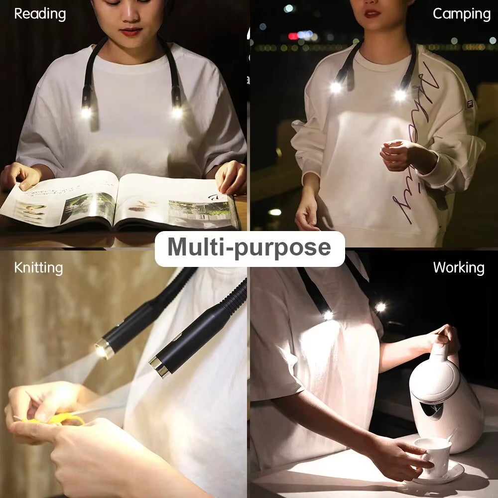 Neck Wrap Reading Light LED Night Reader W/ USB Charging Port