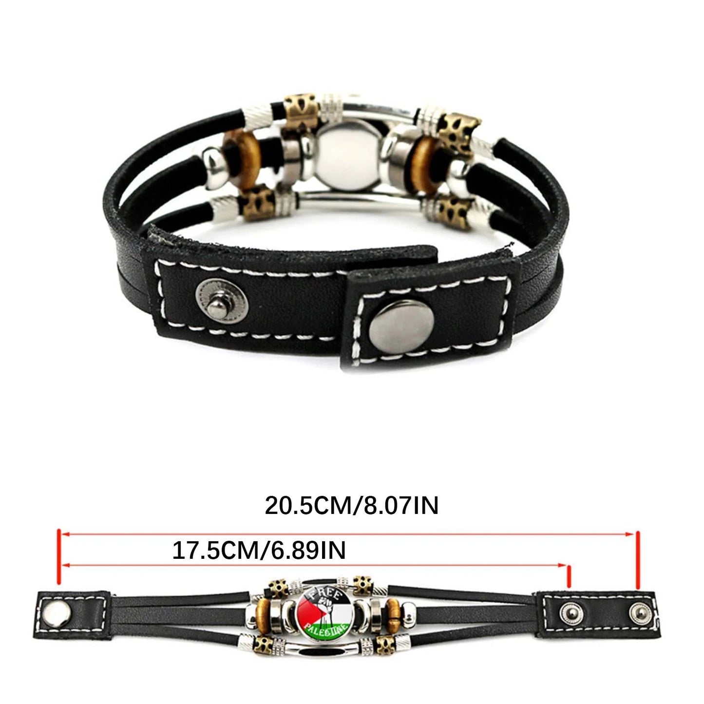 Palestine Flag Bracelets,Fashional Punk Vintage Leather Bracelet ,Costume Matching Accessories and Gift for Man Women