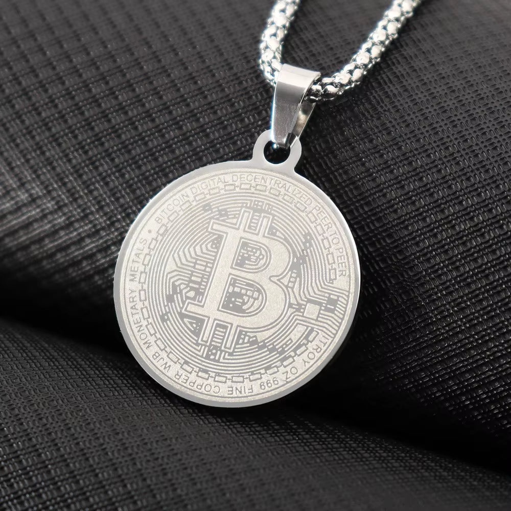 Bitcoin Piece & Chain Necklace | Bust-Down Blockchain Jewelry