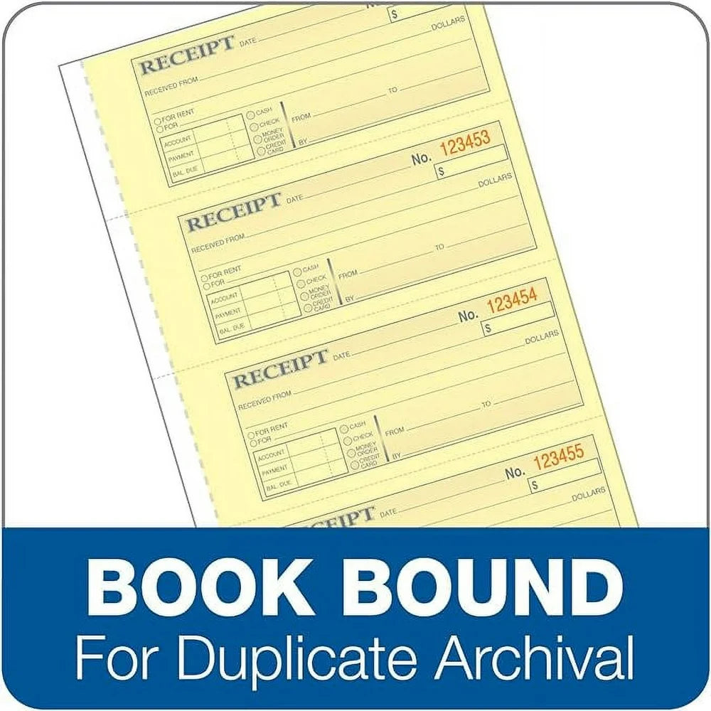 Money/Rent Receipt Book, 3-Part, Carbonless, 11 X 7-5/8 Inches, 4 Receipts/Page, 100 Sets per Book, 10 Books per Pack