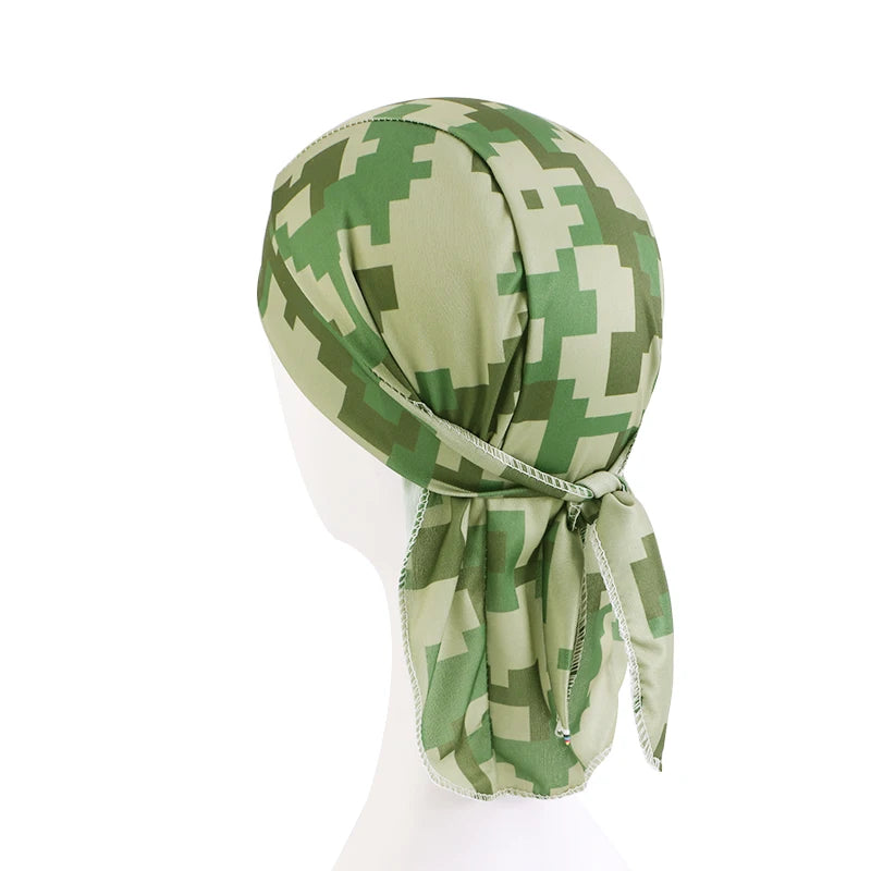 Green camouflage headscarf on a white background