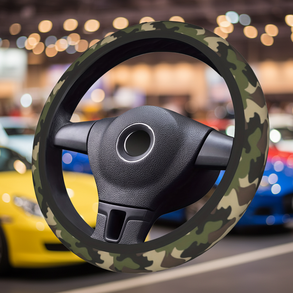 Universal 15" Camo Neoprene Steering Wheel Cover with Non-Slip Grip