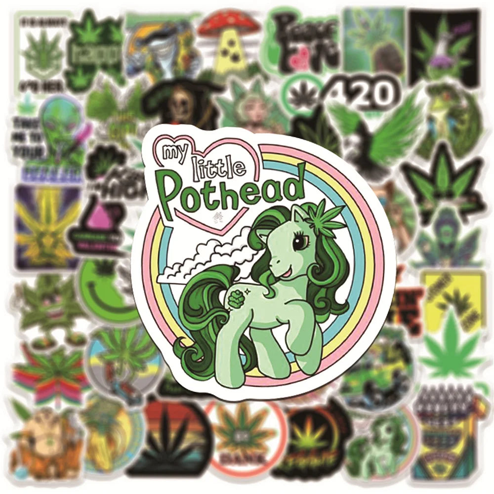 Cannabis Sativa 420 Smoker Sticker Set – Weed Decals & Loud Tree Book Decoration Stickers