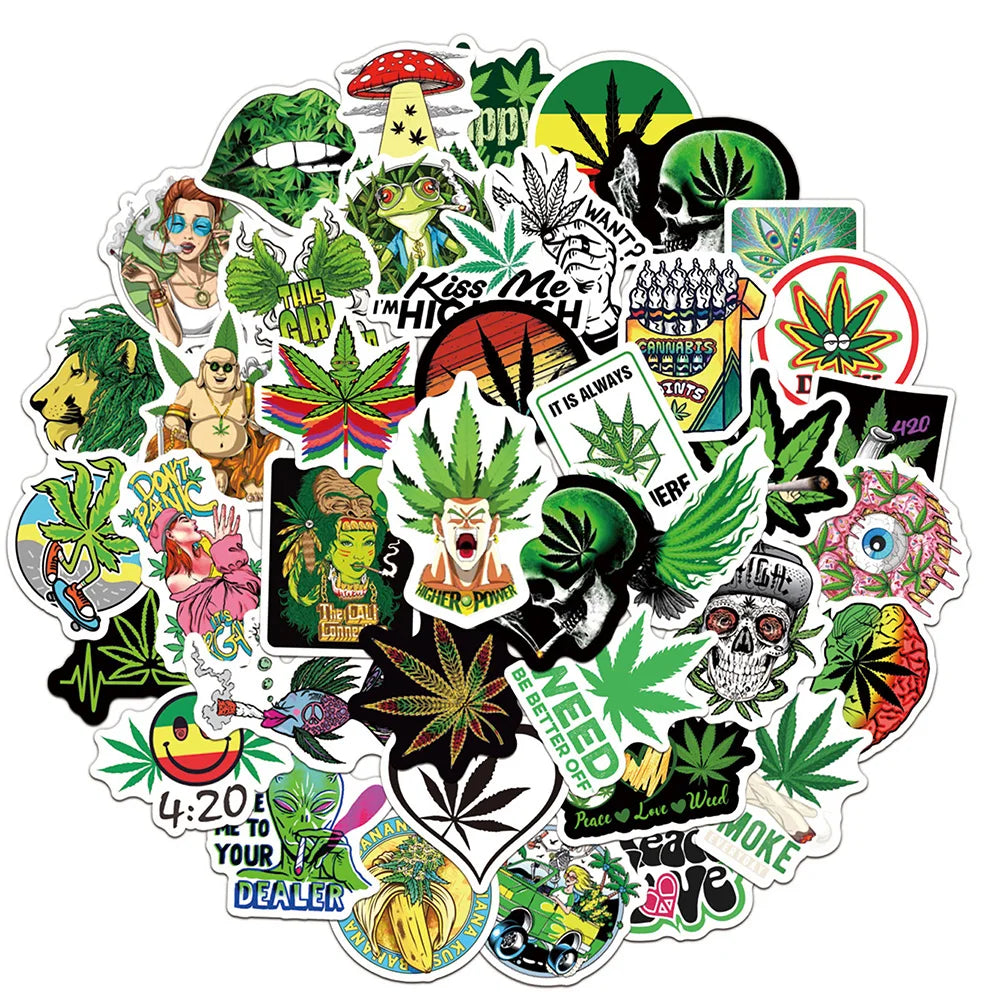 Cannabis Sativa 420 Smoker Sticker Set – Weed Decals & Loud Tree Book Decoration Stickers