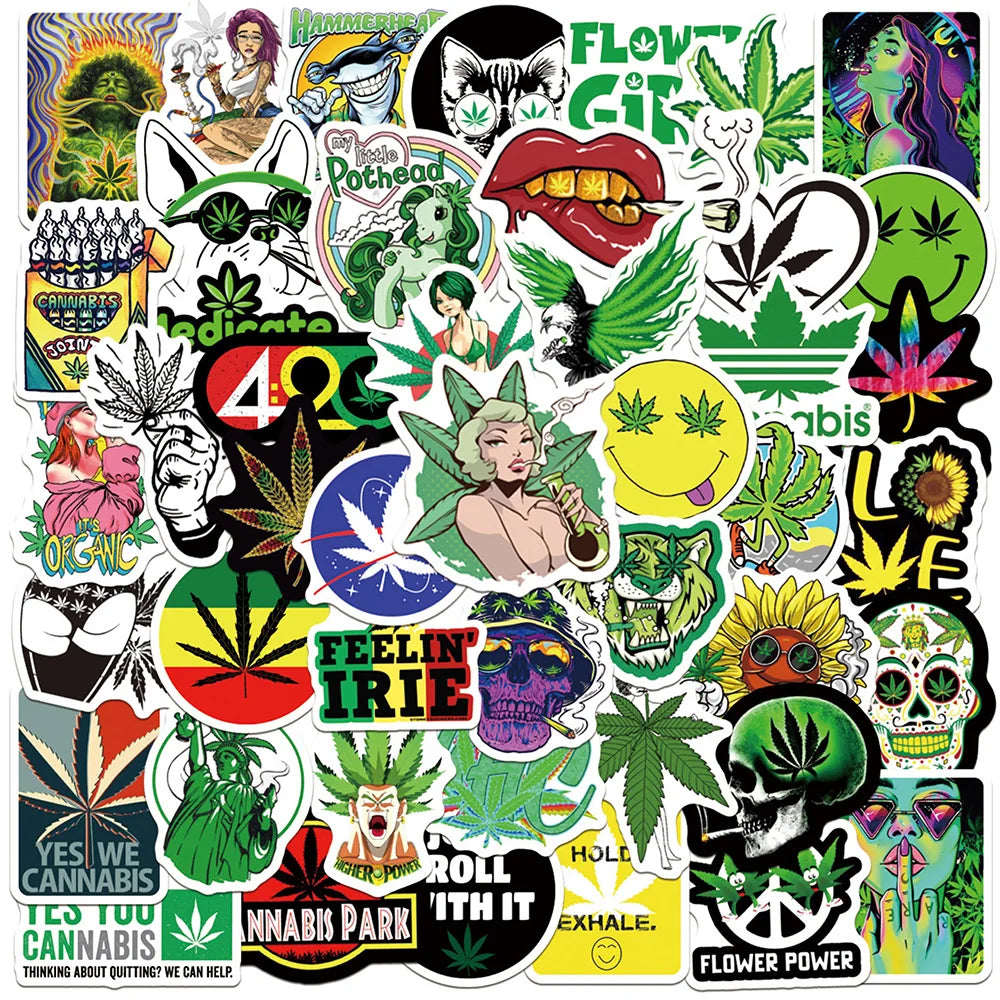 Cannabis Sativa 420 Smoker Sticker Set – Weed Decals & Loud Tree Book Decoration Stickers
