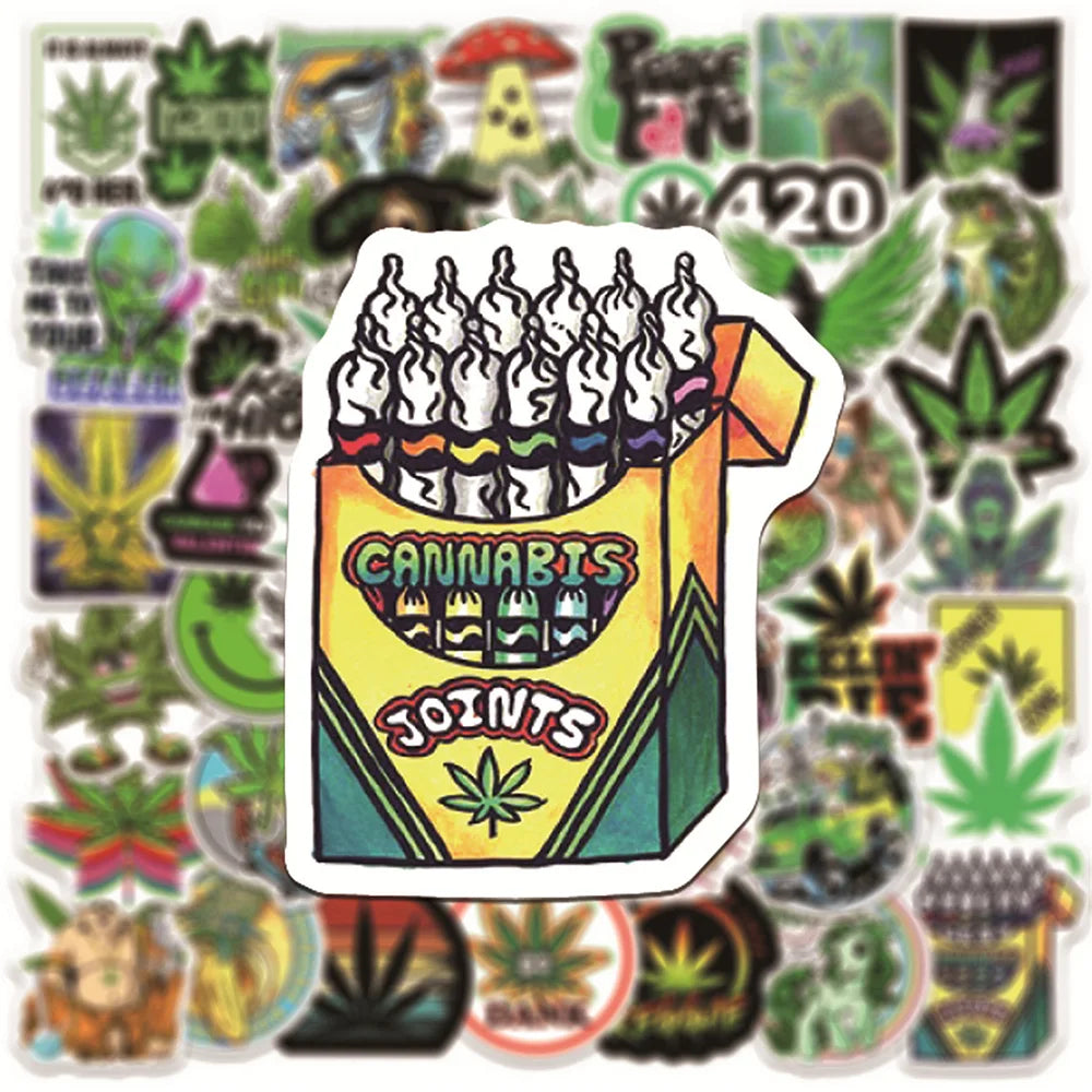 Cannabis Sativa 420 Smoker Sticker Set – Weed Decals & Loud Tree Book Decoration Stickers