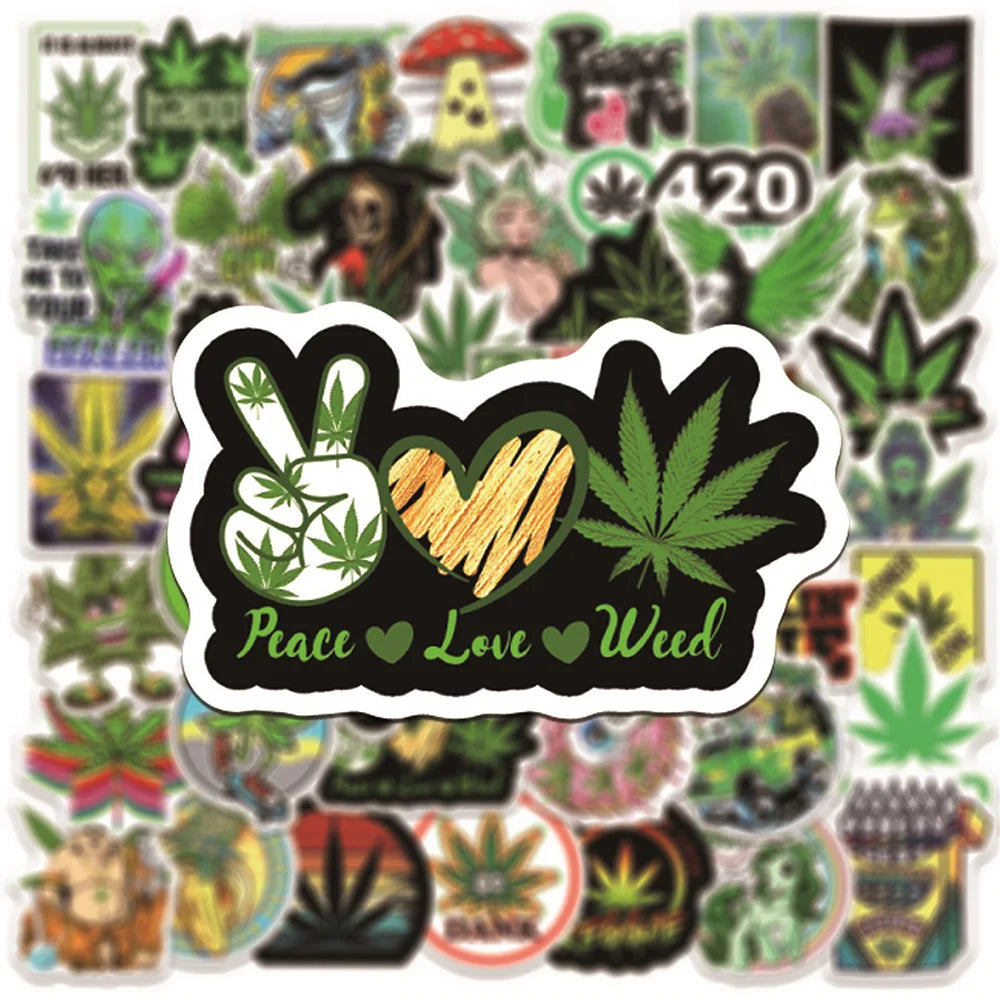 Cannabis Sativa 420 Smoker Sticker Set – Weed Decals & Loud Tree Book Decoration Stickers
