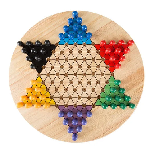 Chinese Checkers Game Night Classic With Wooden Board & Pegs