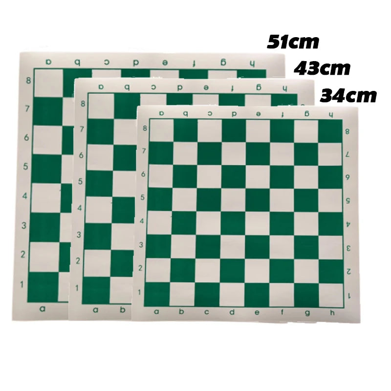 Set of three checkered boards with dimensions indicated