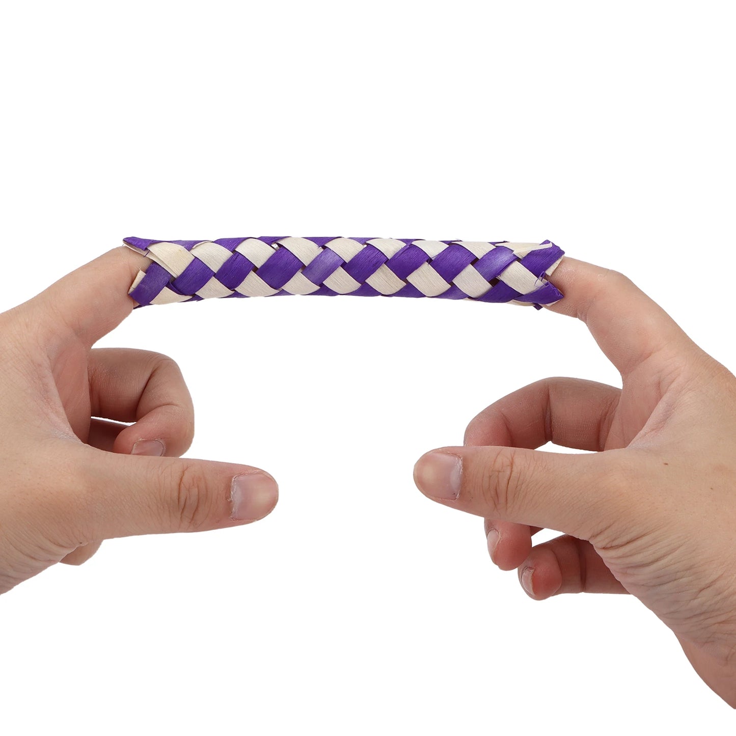 bamboo chinese finger trap pulled by two fingers