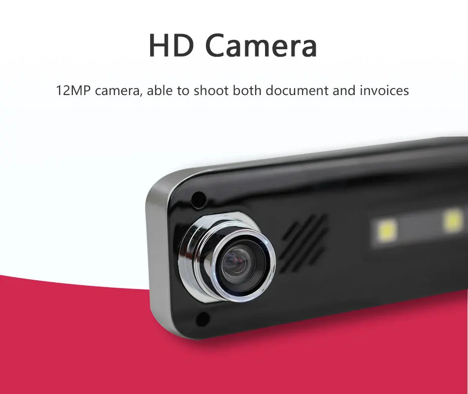 Printer scanner HD camera with 12MP capability on a red and white background