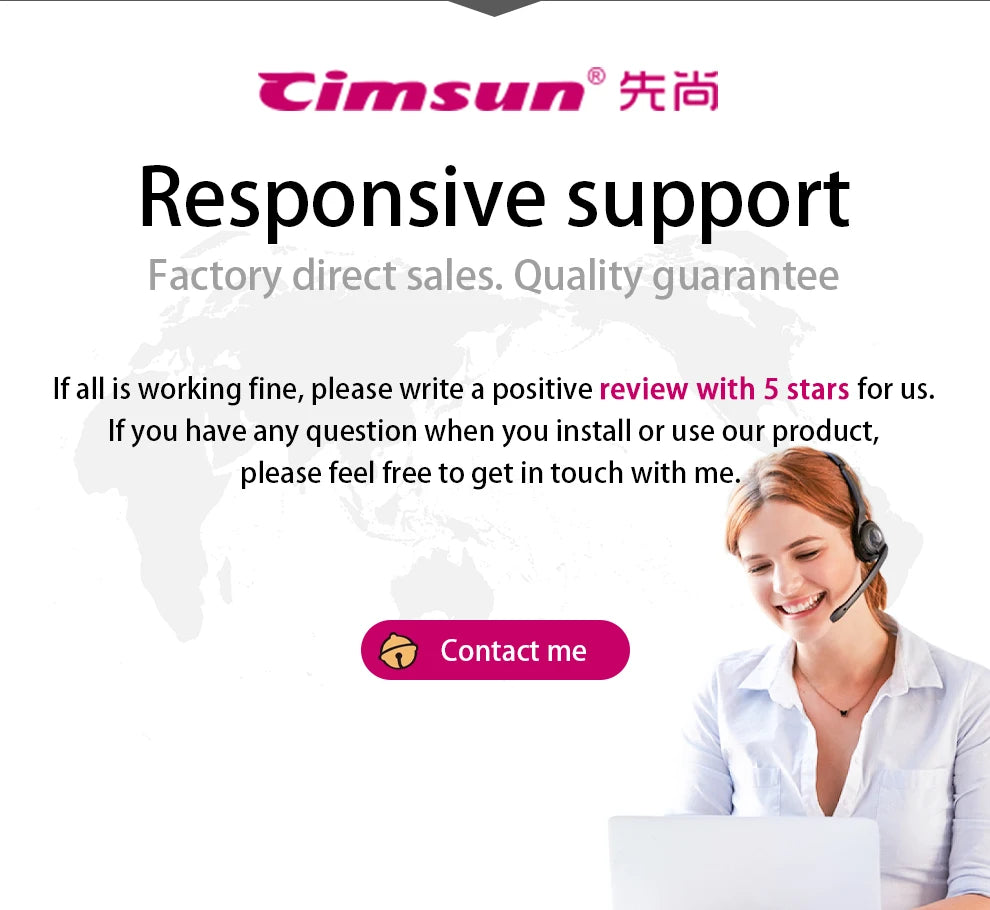 Printer scanner advertisement for cimsun with a customer support representative and contact information.