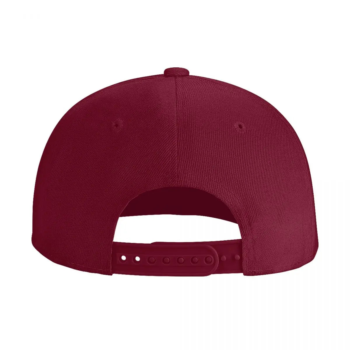 Maroon 'College Dropout Kanye Snapback: Bear Mascot OSFA 9-Colorways' cap with yellow bear logo on a white background from back.