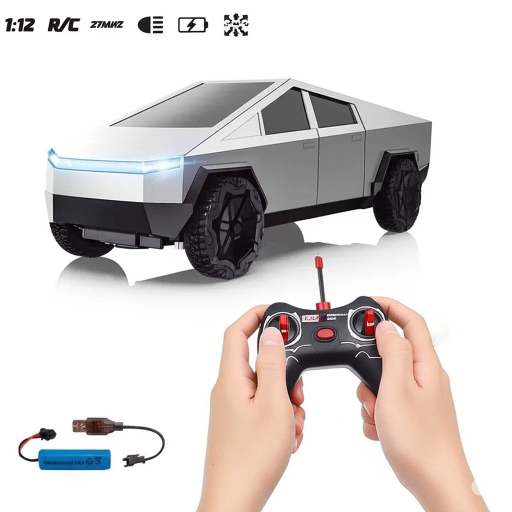 Remote control cyber truck toy and USB cable.