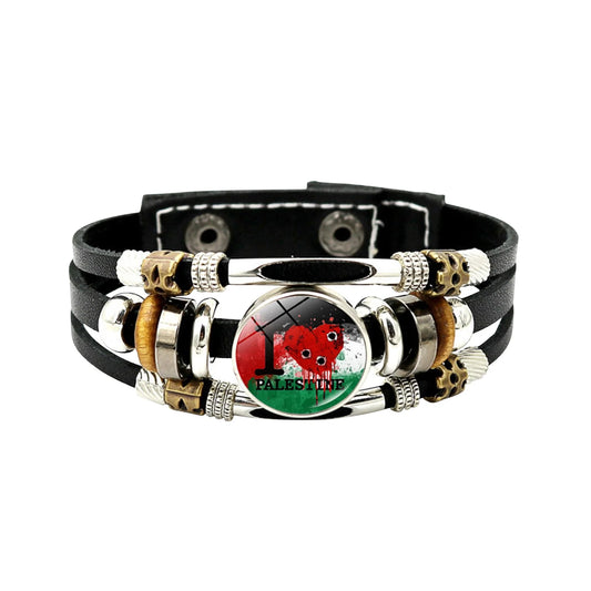 Palestine Flag Bracelets,Fashional Punk Vintage Leather Bracelet ,Costume Matching Accessories and Gift for Man Women