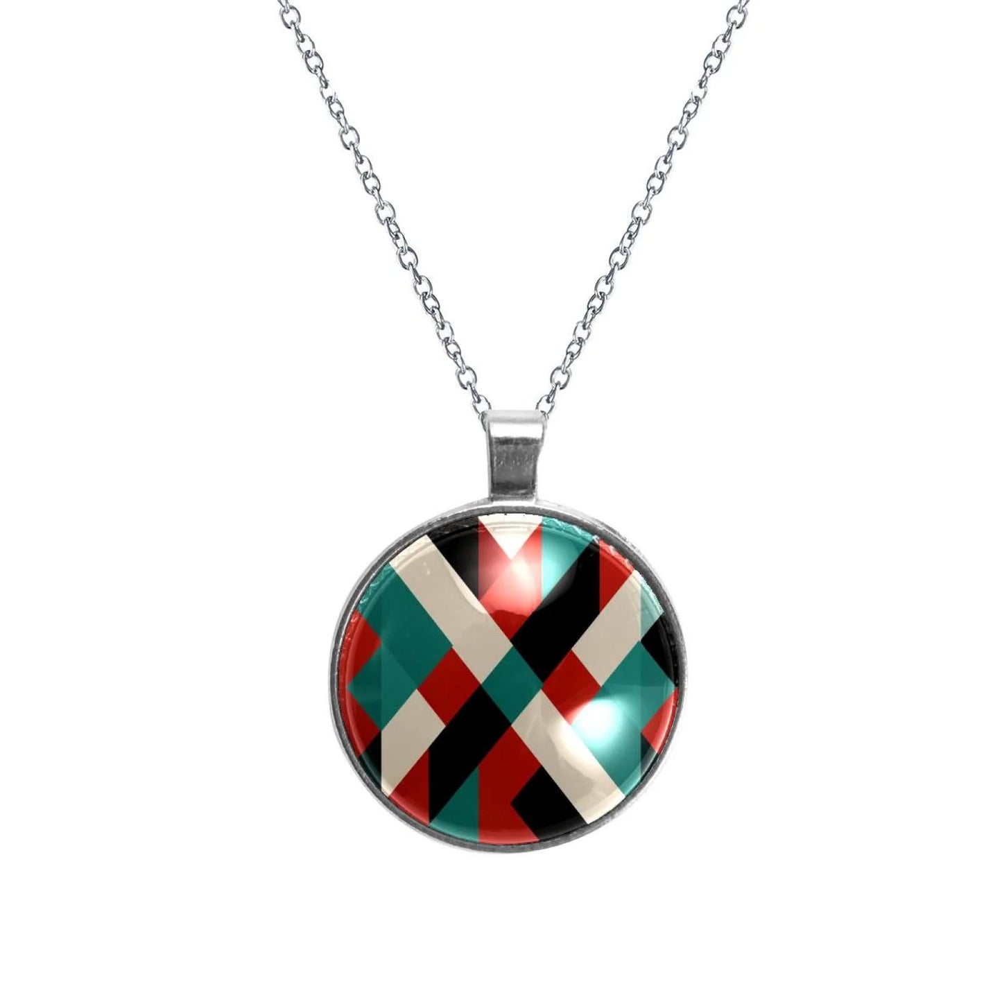 Palestine Flag Pattern Animal Pattern Stunning Glass Circular Pendant Necklace - Exquisite Handcrafted Jewelry