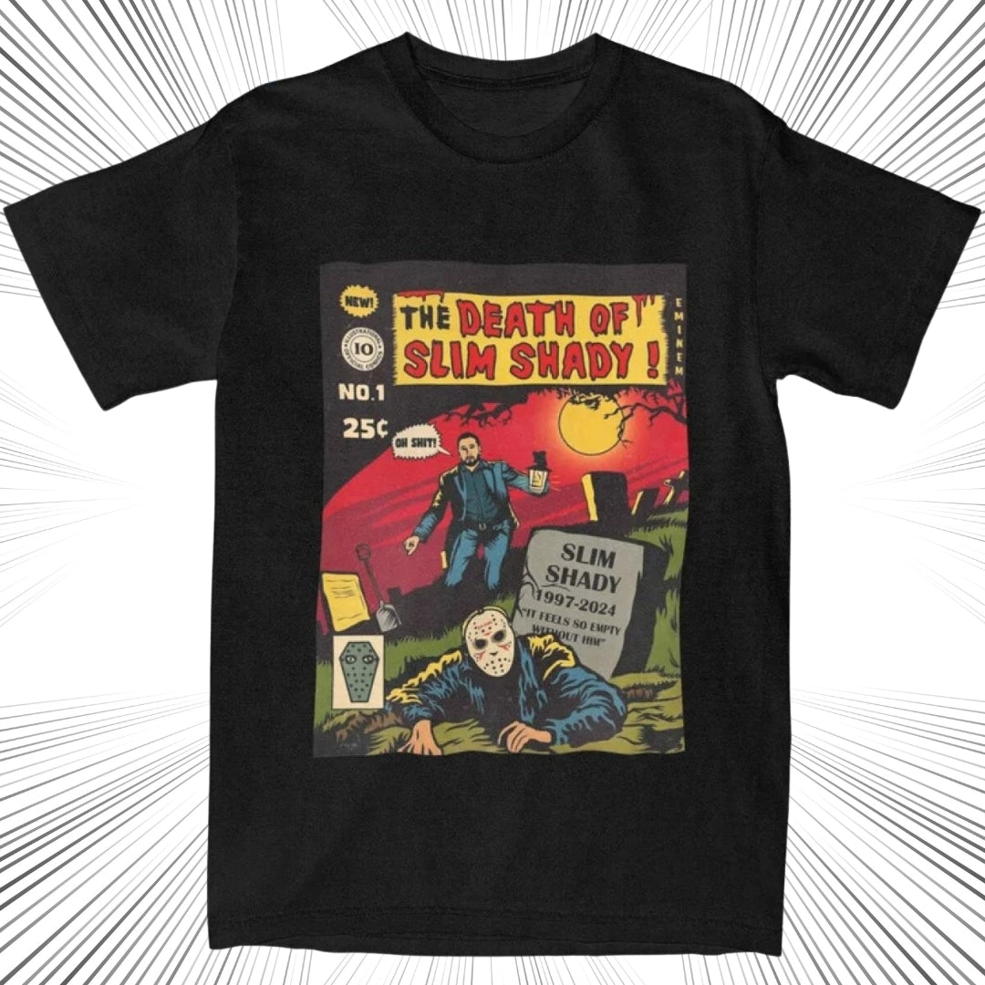 Eminem Death of Slim Shady t-shirt with retro horror comic art style