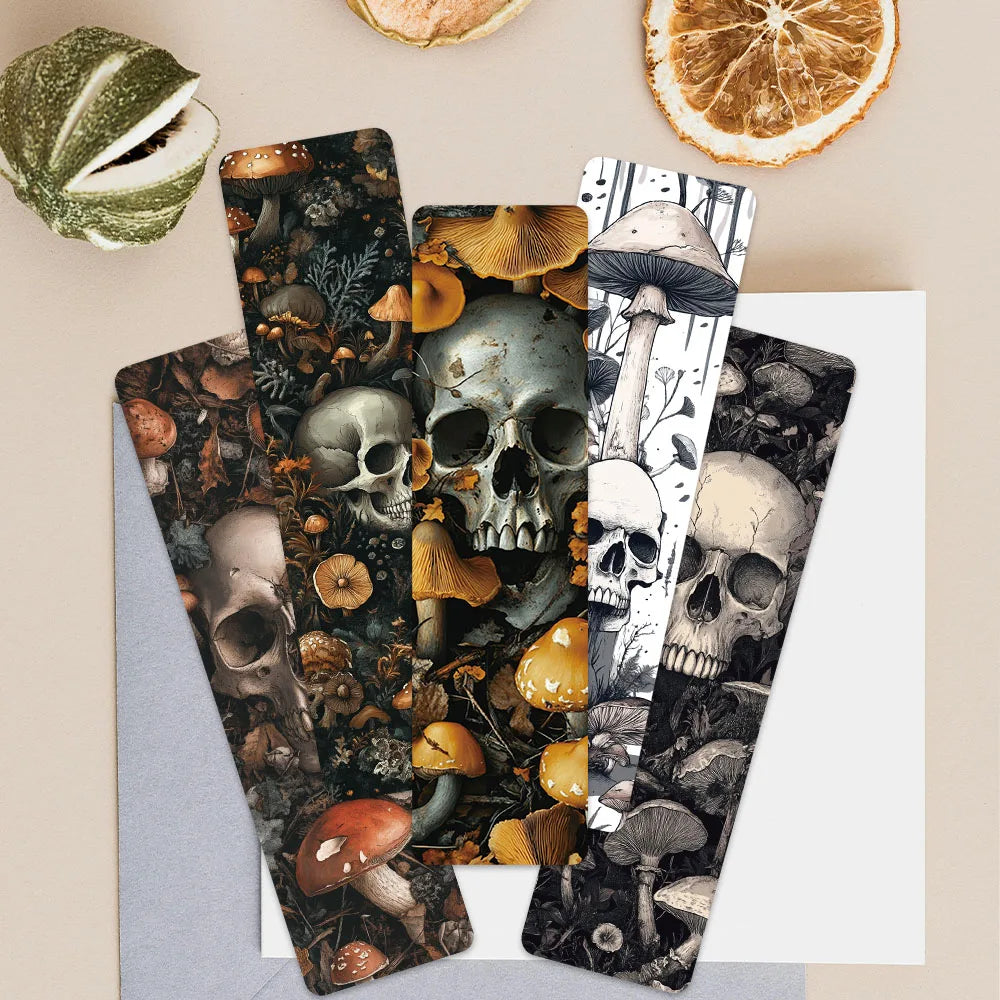 Skull & Mushroom Bookmark Bundle | 30-piece Set of Gothic Fantasy Bookmarks