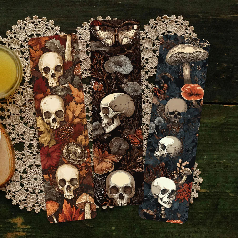 Skull & Mushroom Bookmark Bundle | 30-piece Set of Gothic Fantasy Bookmarks