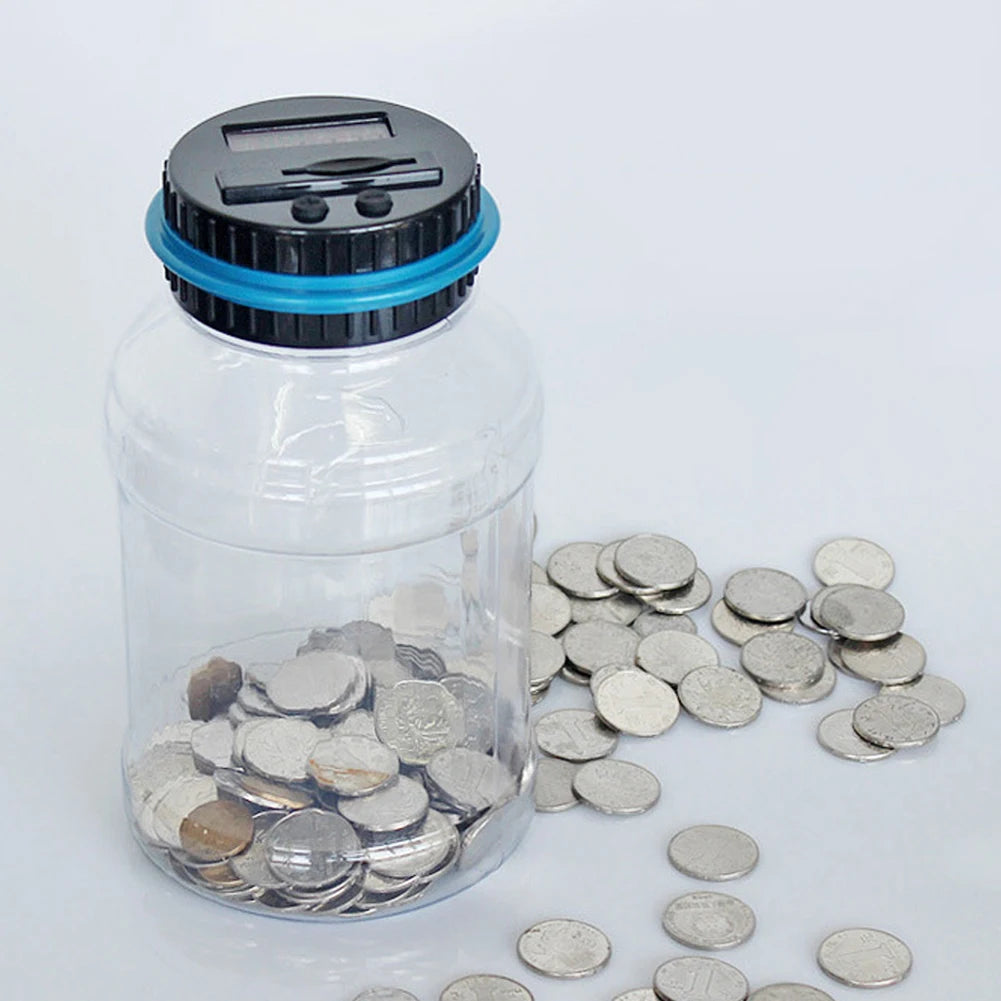 Digital LCD coin counter piggy bank for multi-currency savings