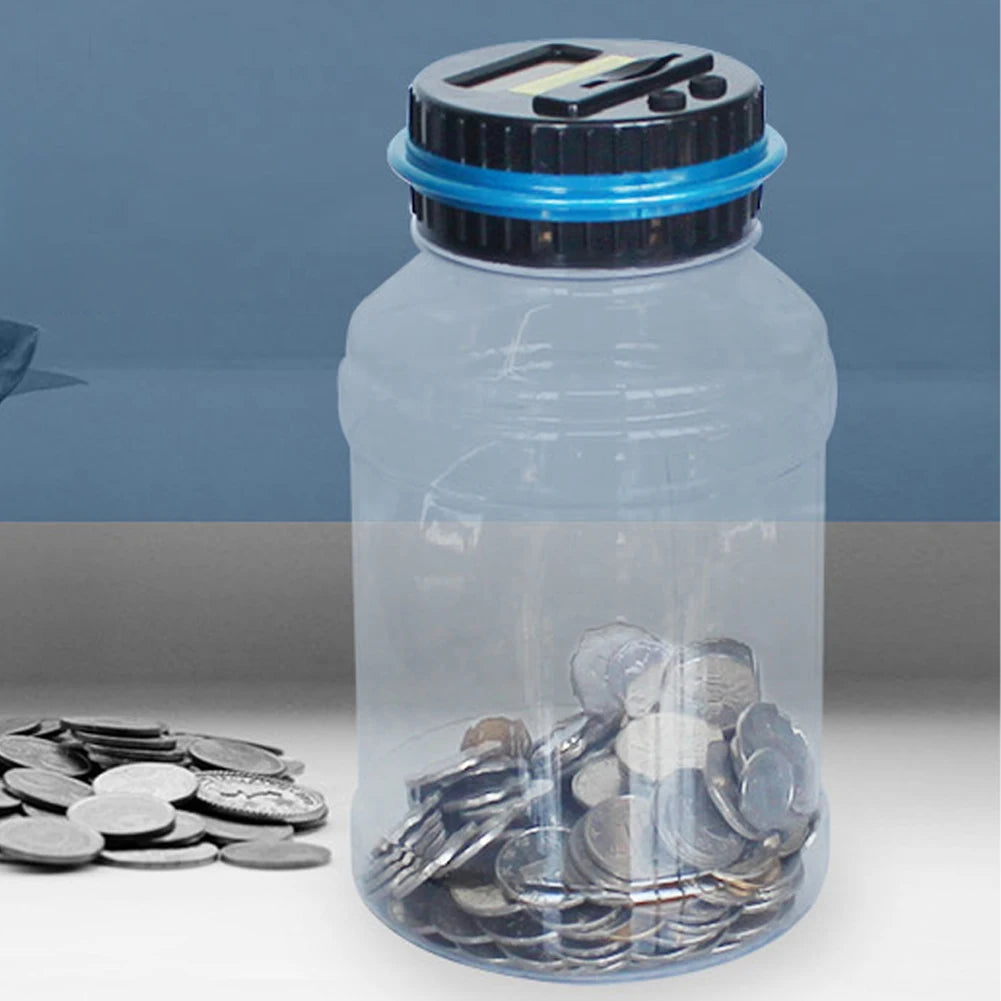 Digital LCD coin counter piggy bank for multi-currency savings